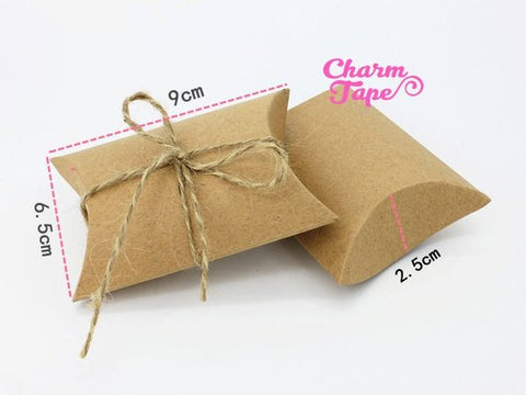 5/25/100 pcs Brown Kraft Paper Pillow Gift Box, Boxes For Candy - Party Favors PB008 9x6.5x2.5cm