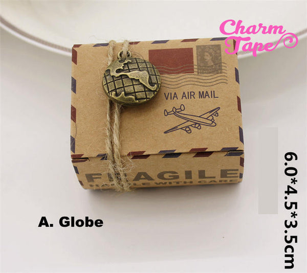 5/20/50 Airmail Kraft Paper Gift Box, Boxes For Candy Traveler Wanderlust - Party Favors PB007 6x4.5x3.5cm
