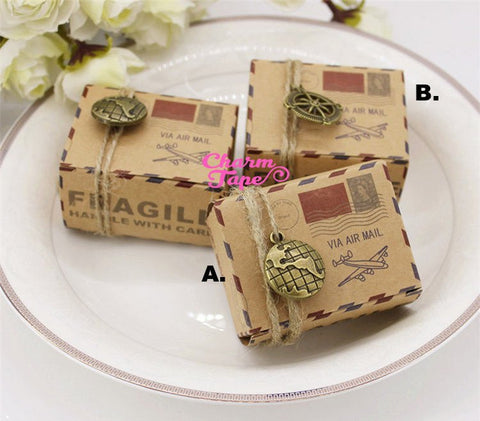 5/20/50 Airmail Kraft Paper Gift Box, Boxes For Candy Traveler Wanderlust - Party Favors PB007 6x4.5x3.5cm