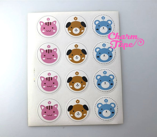60/120ct 3.5cm Cute Round Paper Stickers For Gift Packing Packaging 5/10 sheets GS041
