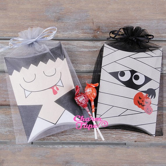 Halloween Gift Box, Pillow Boxes For Candy, Treat - Favors Bags Set of 4 PB001 14x10cm