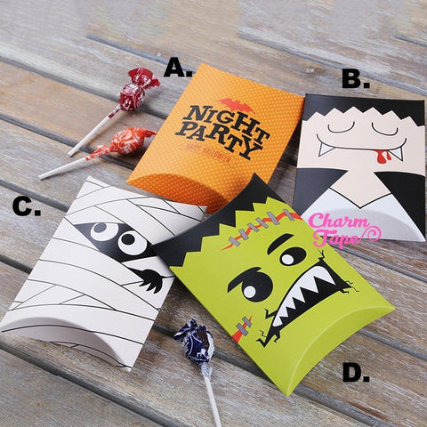 Halloween Gift Box, Pillow Boxes For Candy, Treat - Favors Bags Set of 4 PB001 14x10cm