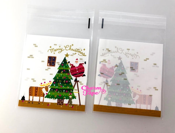 25/50 bags Santa Festive Bags // Cello Bags // Poly Bags // Self Sealing bags // Party Thank You Bags Set CB80
