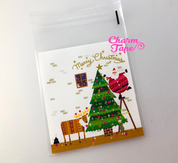 25/50 bags Santa Festive Bags // Cello Bags // Poly Bags // Self Sealing bags // Party Thank You Bags Set CB80