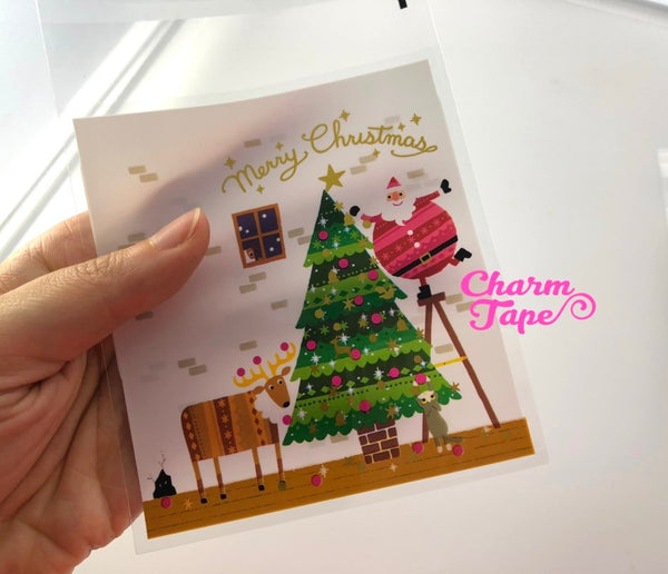25/50 bags Santa Festive Bags // Cello Bags // Poly Bags // Self Sealing bags // Party Thank You Bags Set CB80