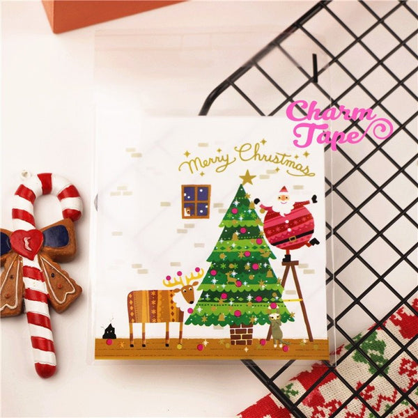 25/50 bags Santa Festive Bags // Cello Bags // Poly Bags // Self Sealing bags // Party Thank You Bags Set CB80