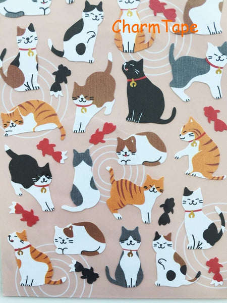Kitten Cat & Goldfish paper stickers - 1 Sheets SS419