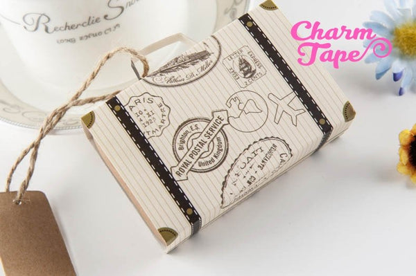 20x/50x Destination Wedding Favor Boxes Traveling Going away party Travel Suitcase Boxes PB051